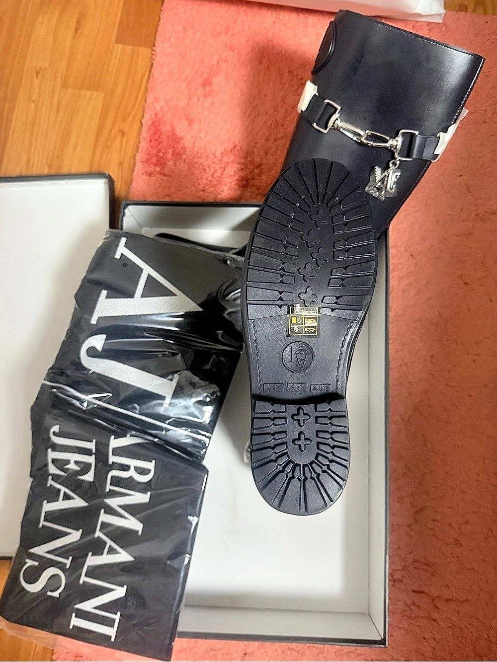 Armani Jeans Black Combat Boot US 8